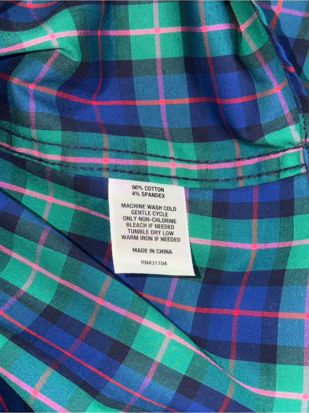 CHAPS No Iron Shirt Blue Green Plaid Long Sleeve Stretch Button Up Womens 3X NWT - Picture 14 of 14